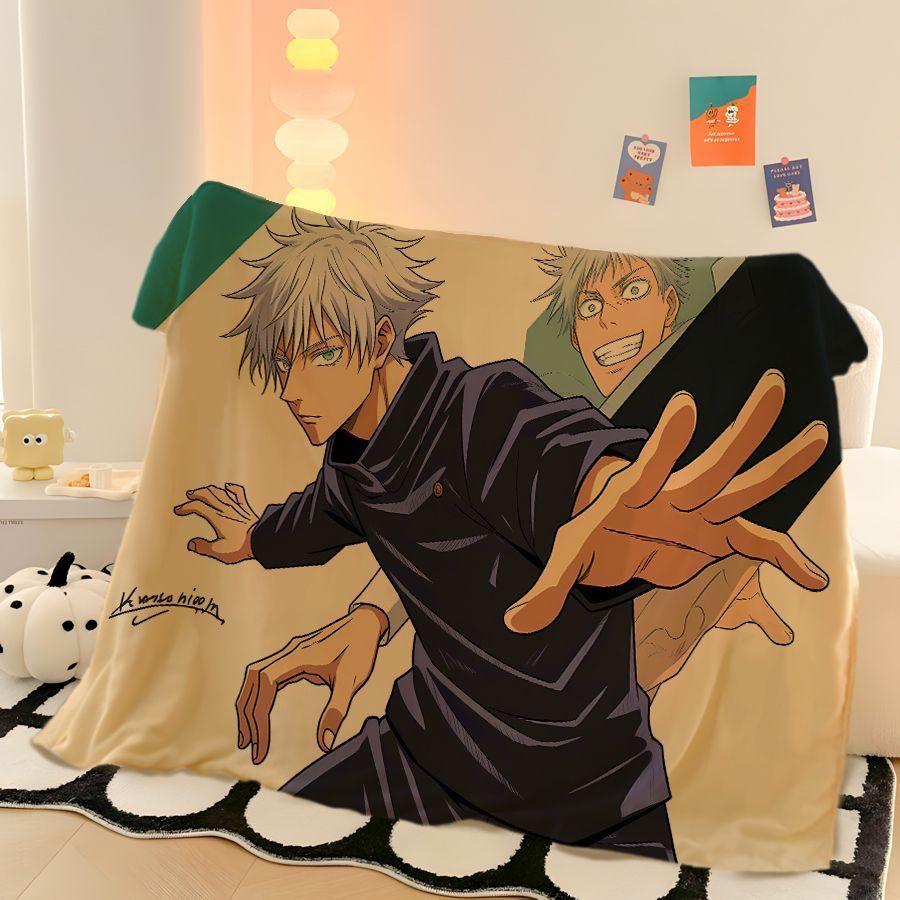 Cool Jujutsu Kaisen Gojo Satoru creative anime cartoon printed pattern fashion personality soft skin-friendly flannel blanket