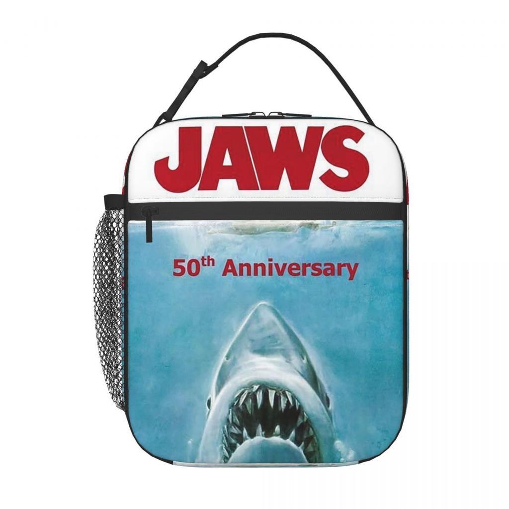 Jaws 50th Anniversary Logo Insulated Lunch Bag for Kids School Cooler Thermal Food Box Tote Leakproof Lunch Boxes Container