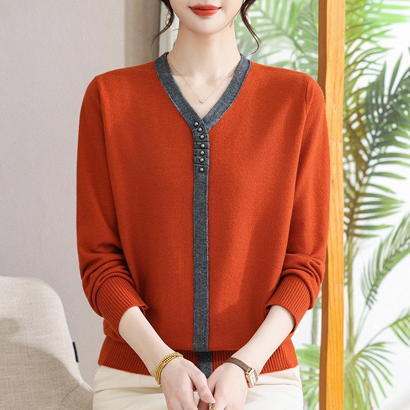 

Mid-aged & Elderly Women s Knitwear: Long Sleeve Spring & Autumn Sweater for Moms (Ages 40-60) 5XL (155-165 lbs)