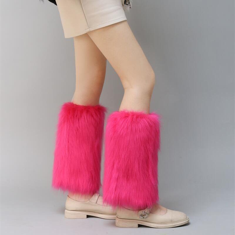 Autumn and winter imitation wool plush socks cover imitation fur boot cover warm fox fur long leg guard cover wool shoe cover
