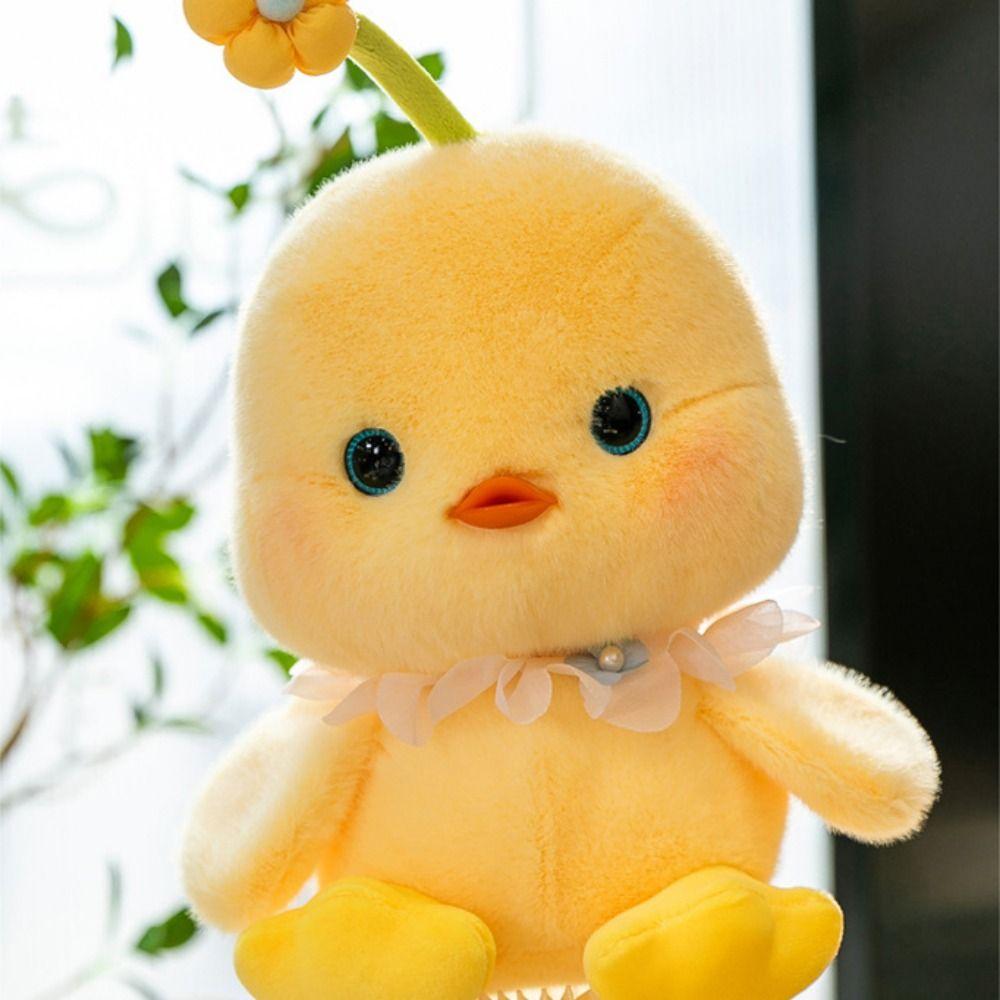 Flower Chicken Plush Toy Hairy Yellow Duck Plush Doll Duck Plush Toy  Friends Birthday Gifts