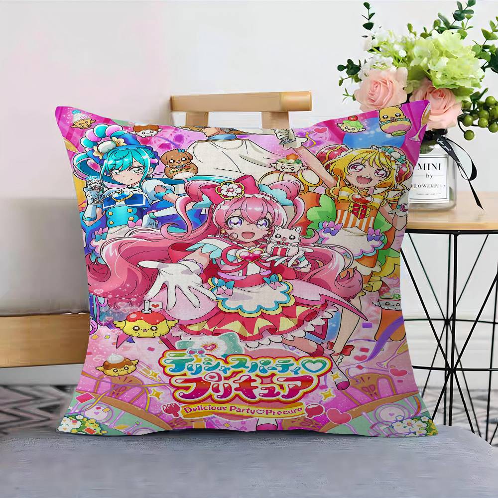 Precure Anime Pillow Covers Cartoon Sofa Decorative Home Double-sided Printing Short Plush Cute Cushion Cover