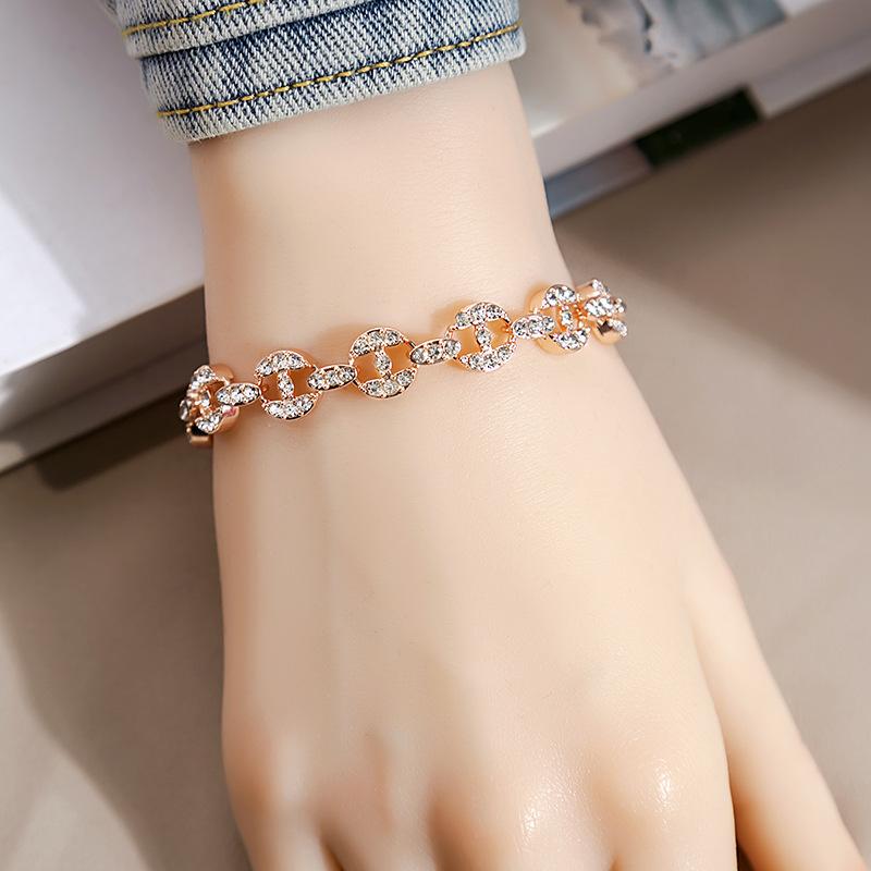 Personalized Geometric Diamond Bracelet Fashion Roman Style Full Diamond Bracelet Everything Temperament Bracelet