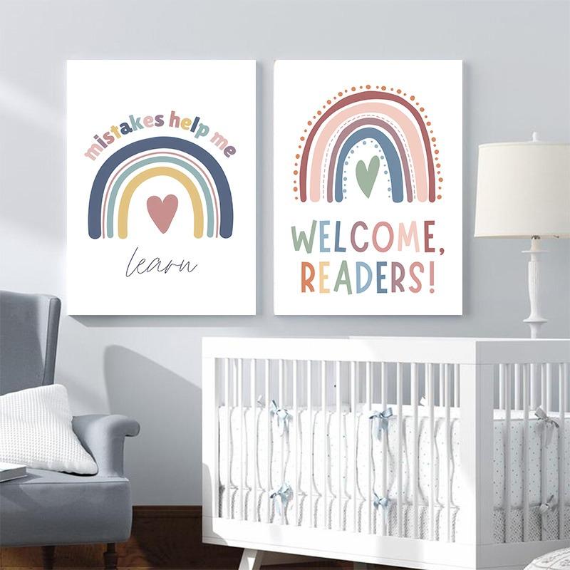 It Is OK To Feel Books Baby Educational Poster Wall Art Canvas Painting Print Picture Kids Nursery Room Classroom Decoration