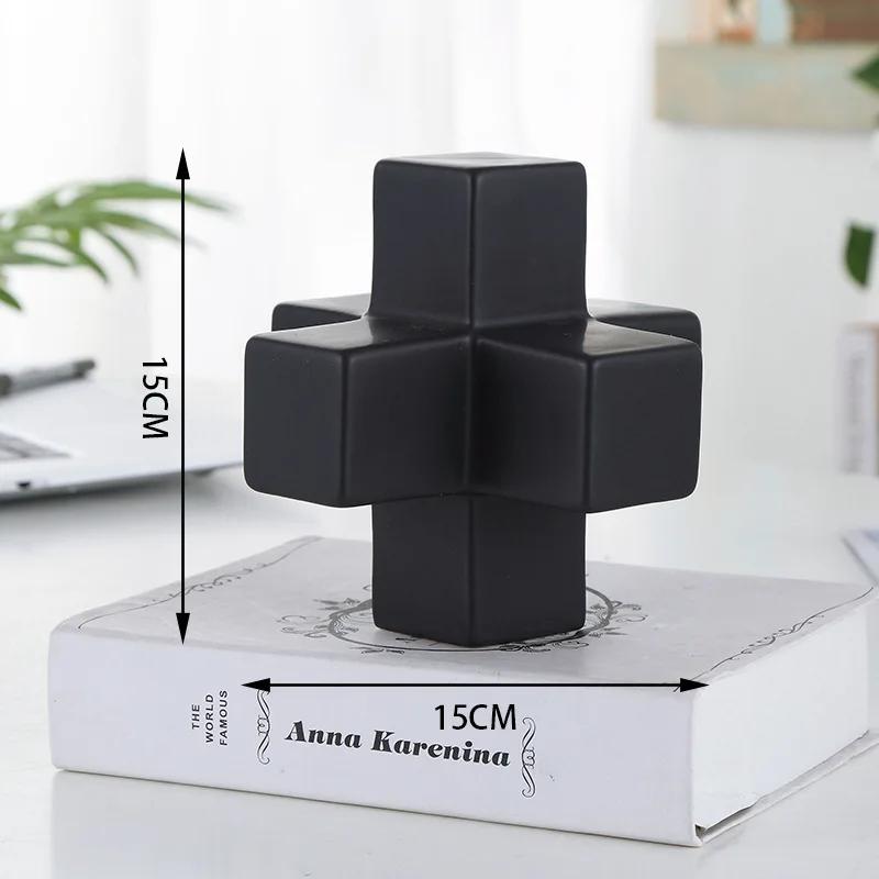 DXUIALOI Nordyckie proste galwanizowane klocki ceramiczna dekoracja prosta geometryczna dekoracja domu salonu biurka