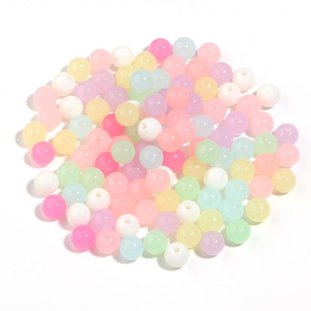 20-500pcs Jelly Color Acrylic Beads Mixed Round Loose Spacer Beads For Jewelry Making DIY Bracelet Necklace Earrings Accessories