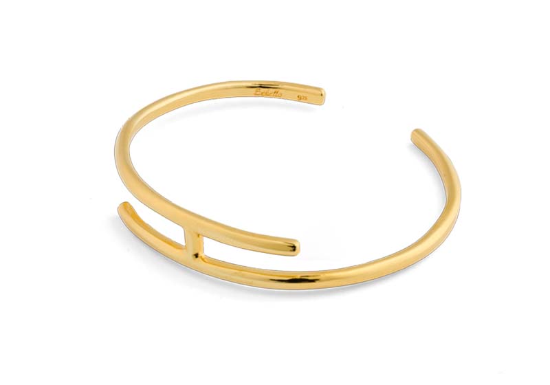 Bebello [Bs-400] 925 Silver H Bangle Bracelet (18K Gold Plating)