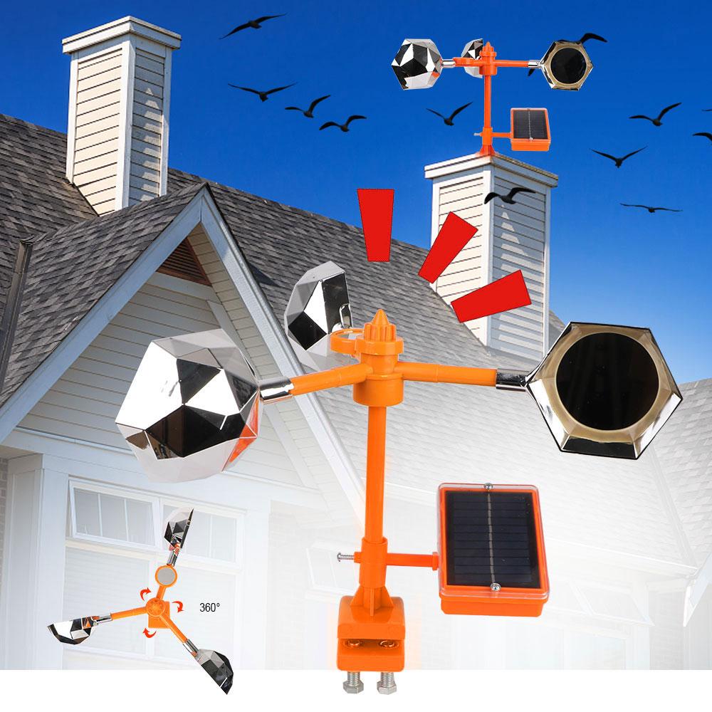 Voice Bird Repellent Solar Reflective Bird Repeller Wind Power Birds Repeller 360° Driving Device for Outdoor Garden Birds Control Scarer