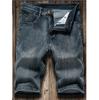 Summer Thin Denim Shorts for Men, Business Straight Leg Elastic Five Inch Mid Length Pants, Light Blue Casual Trendy Horse Pants