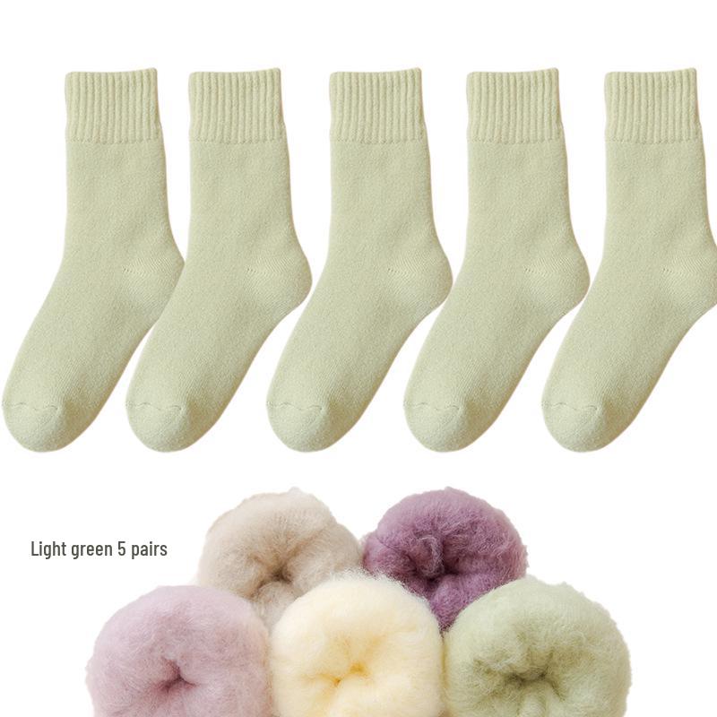 Dámské fleecové ponožky střední délky Zhuji - Silný samet, teplé a pohodlné na podzim/zimu, ideální na spaní nebo lenošení