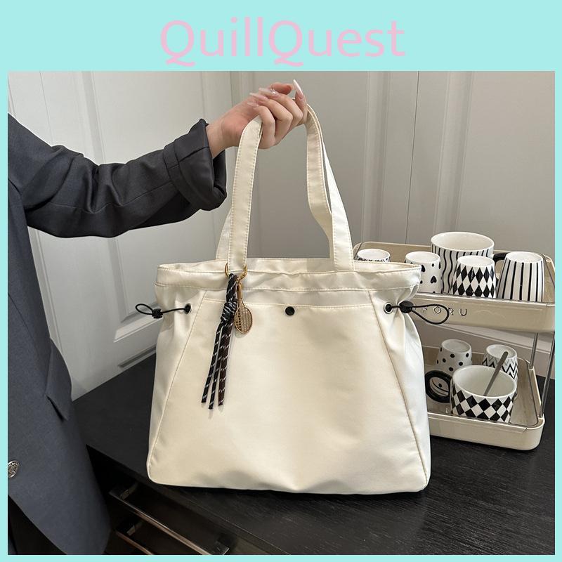 Womens Fashion Nylon Tote Bag With Dual Shoulder Straps For Daily Commuting And School