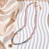 Colorful Natural Stone Pink Veined Beaded Necklace - Women's Light Luxury Fashion Clavicle Chain