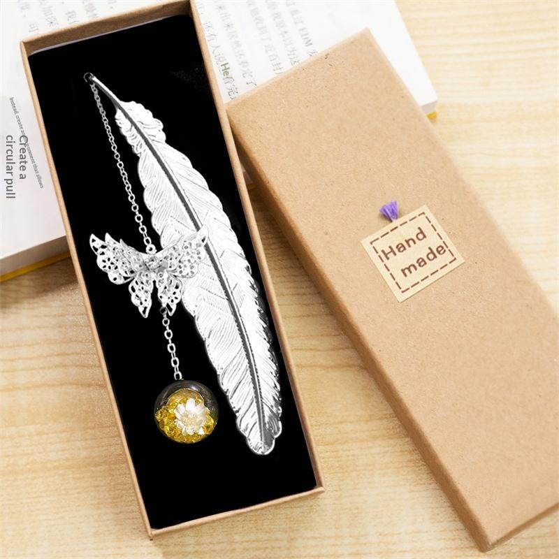 textureChinese Style Metal Bookmark Creative Immortal Dried Flower Butterfly Leaf Student Bookmark Teacher's Day Gift