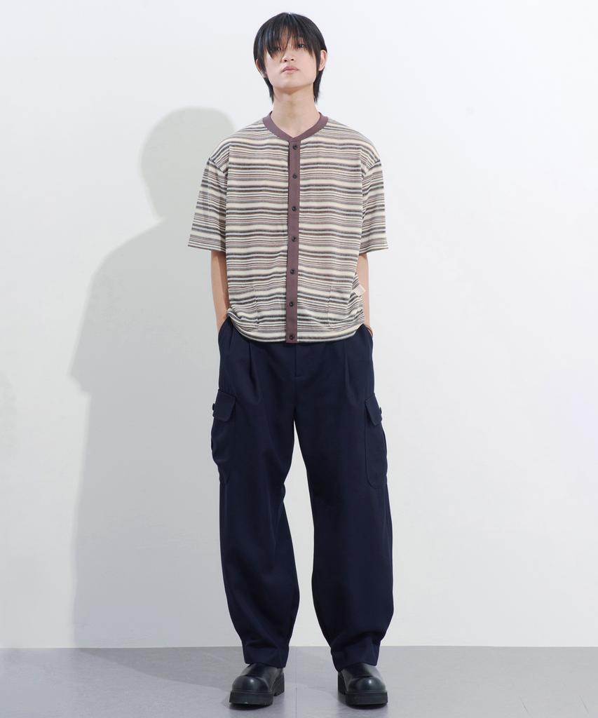 Poseuteupeulei Wool Blend Side Tuck Pants_Navy