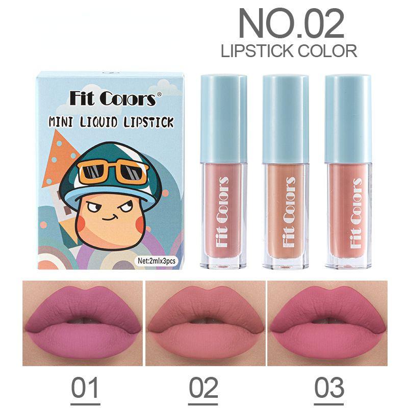 Lip Three-piece Set Moisturizing Matte Lip Plumping Liquid Lip Oil Matte Non-stick Cup Lip Gloss Lipstick Christmas Gift