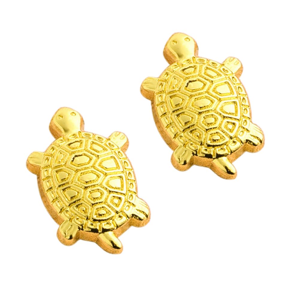 2-piece Coin Turtle Gold Good Luck Financial Enhancement Feng Shui Lucky Mini Symbol Fortune Health Longevity Amulet Asakusa Temple Wallet Insert Item