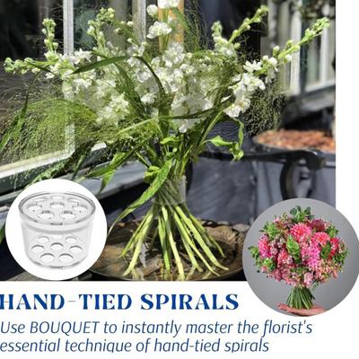 Lot de 2 supports de tige de vase en spirale Ikebana multi-trous pour bouquet Twister DIY Arrangement de fleurs Grille Support de fixation pour plantes