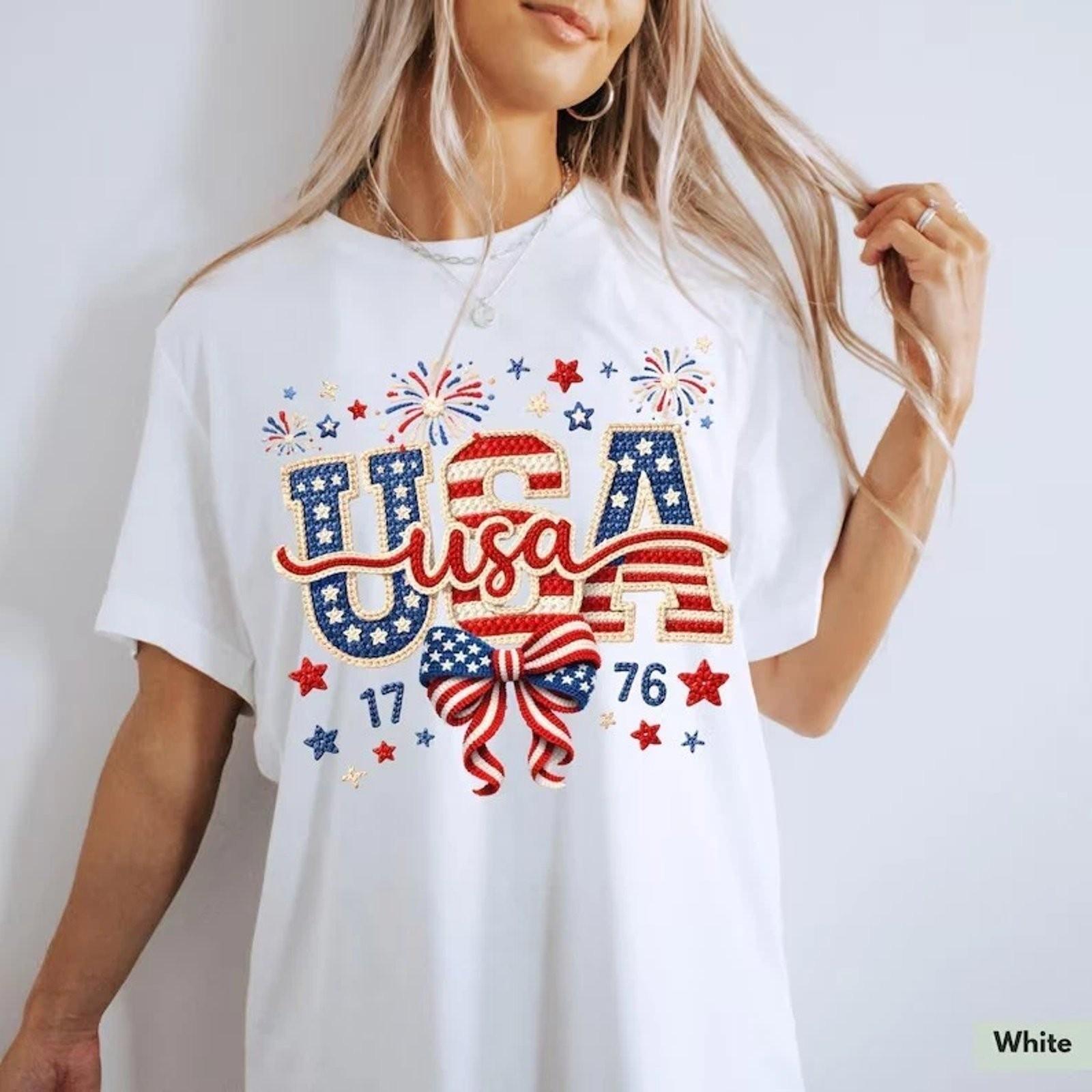 USA Independence Day Patriotic 4th Of July Graphic T-Shirt L