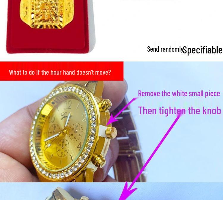 Unique Vietnam-Inspired Gold Necklace & Non-Fading Gold Watch Set for Men