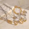 Elegant Stainless Steel Texture Jewelry Set with Round Stripes Designs Includes Necklace Earrings and Bracelet