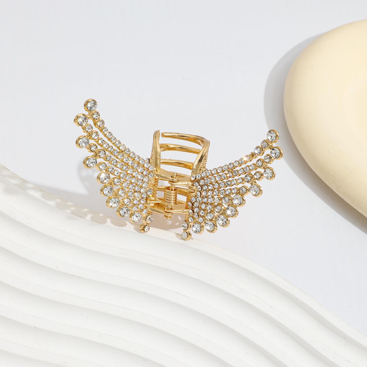 Korean Rhinestone Butterfly Hair Clip for Girls - Hollow Claw Alloy Accessory