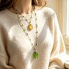 Statement Big Oval Crystal Long Pendant Necklace For Women Creative New Green Champagne Color Sweater Chain Wholesale