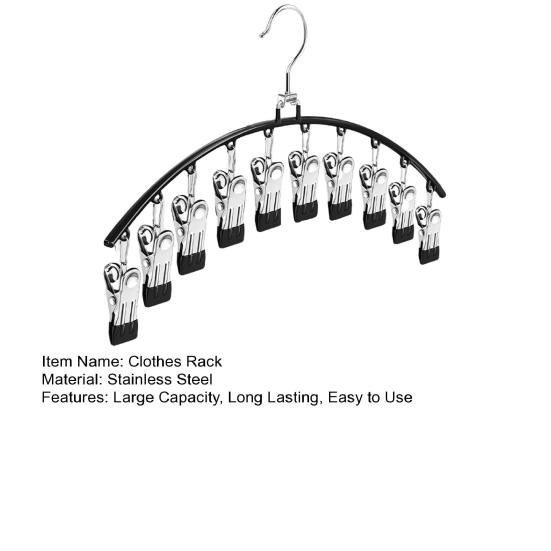 Closet Storage Hanger with 10 Clips Large Capacity Strong Load-bearing Windproof Multi-functional Laundry Drying Rack