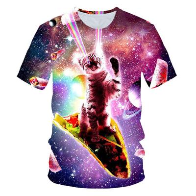 Funny Creation Cat T-shirt Men's Clothing O-neck Short Sleeve