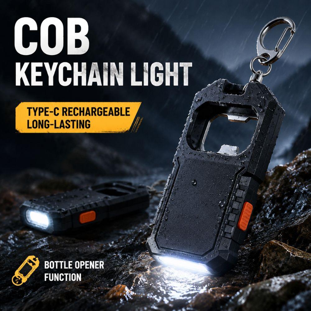 USB Rechargeable Working Light LED COB Emergency Lantern Keychain Flashlight  Outdoor