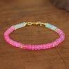 Pink Shaded Opal Beads Bracelet, Multifire Opal Beads Handmade Bracelet, Natural Opal Beaded Bracelet, Opal Birthstone Jewelry, Gift for Her