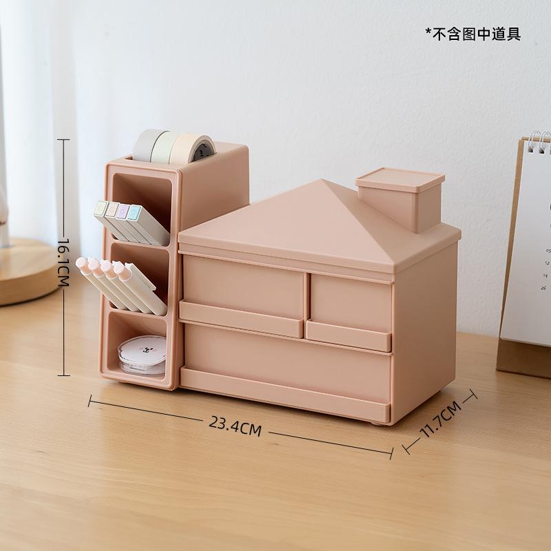 Small House Pen Holder Creative Storage Box Large Capacity Marker Pen Storage Oblique Pen Holder
