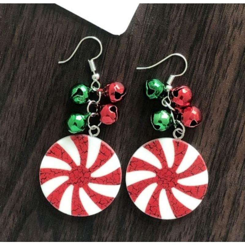 Round Pendant Bell Earrings for Girls, Fashionable Christmas Cute Cartoon Earrings Gift
