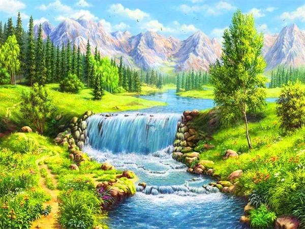 5D Diy Ζωγραφική με Διαμάντια Δέντρο Ποτάμι Πλήρες Τετράγωνο Στρογγυλό Κέντημα Ψηφιδωτό Φυσικό Τοπίο Διακόσμηση Σπιτιού