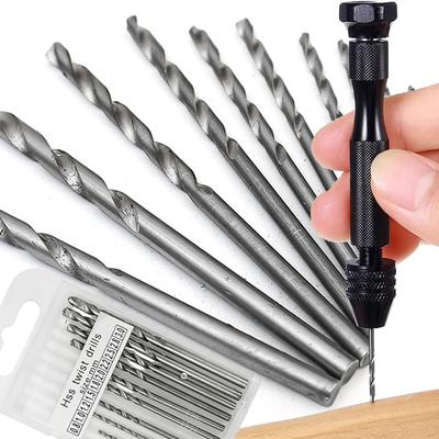 0.8-3.0mm Micro Hand Drill with Keyless Chuck Twist Drill Bits Woodworking Drilling Rotary Manual Tools for Jewelry Craft Making