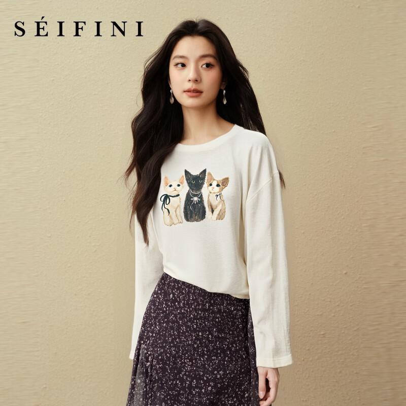 

Women s Casual Long Sleeve Cat Print T-shirt M