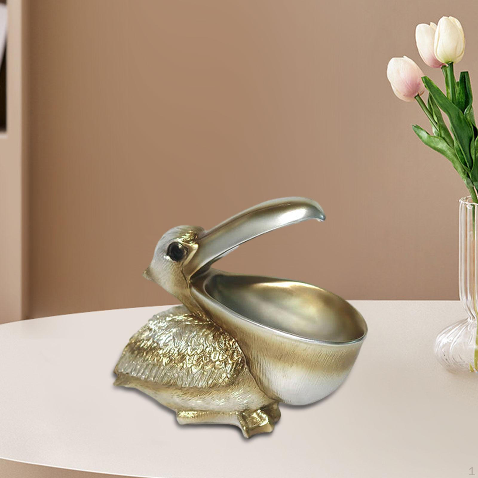 

Фігурка пелікана Скульптура тварини Сучасна креативна настільна прикраса Лоток для зберігання на столі для їдальні Gray Gold