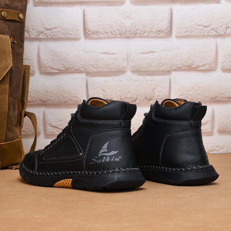 Men's Plus Size Martin Boots - Stylish High-Top Work Shoes for Autumn/Winter, Height-Boosting and Versatile for Outdoor Wear