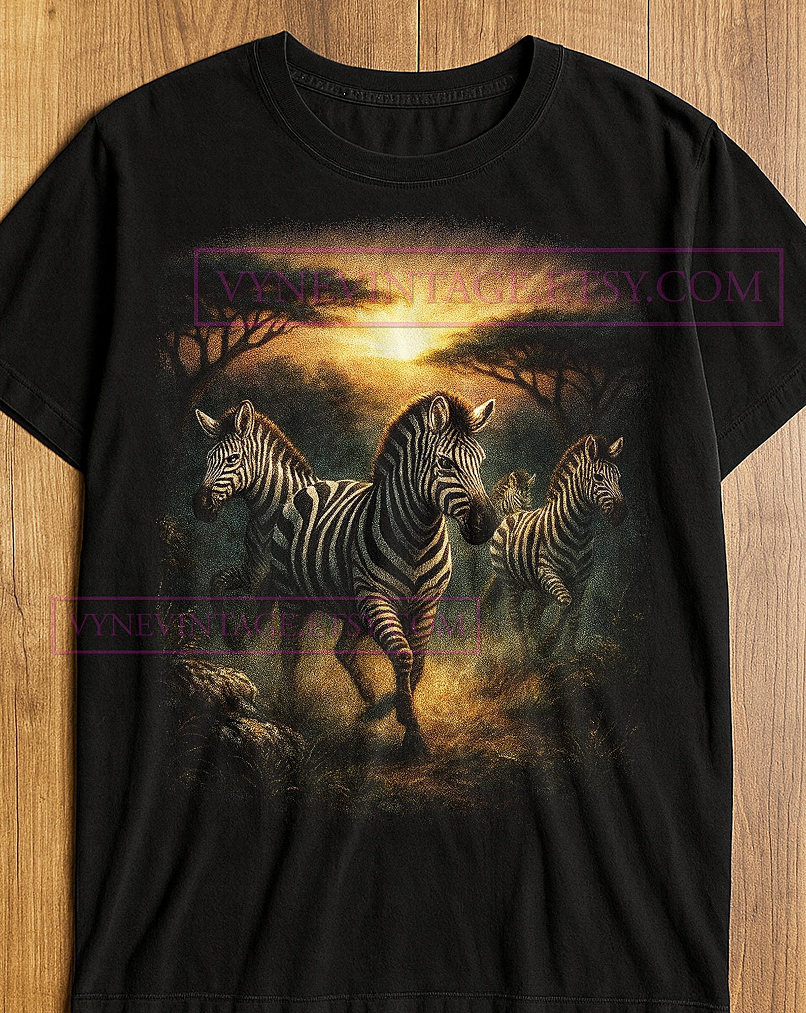 Sunset Stripes Across The Savannah T-Shirt, Zebra Wildlife Nature Safari Africa Graphic Tee, Vintage Animal Art, Zebra Lover Gift XL