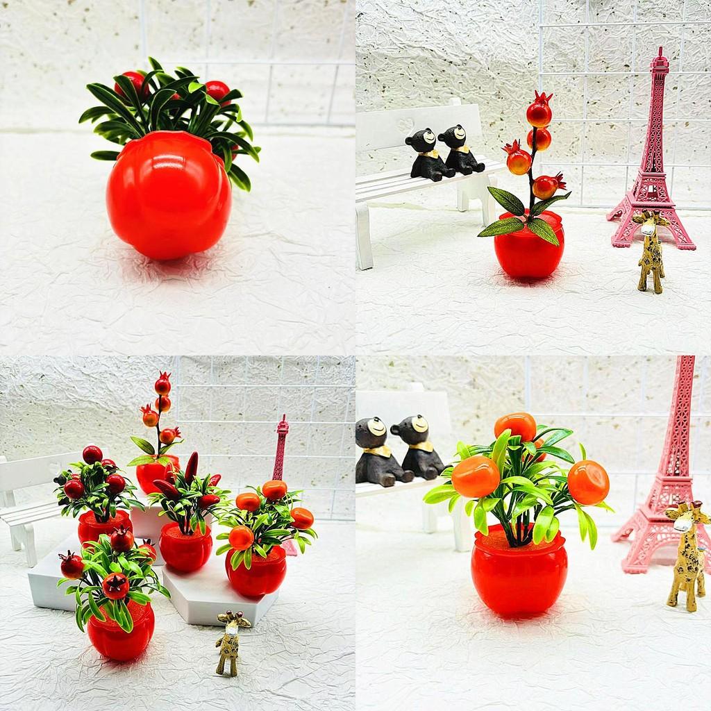 Fake Potted Fruit Bonsai With Plastic Material For Home Decor And Tabletop Display