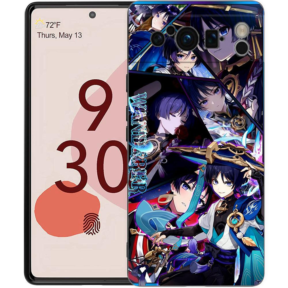 

Чехол для телефона Google Pixel 8 A 7 6 Pro 6A 5G черный мягкий противоударный чехол силиконовый TPU чехол Genshin impact ayato wanderer Pixel 8 Pro