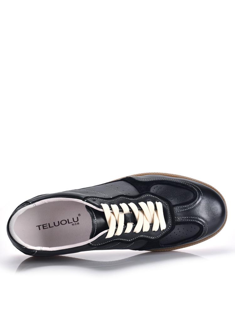 Men's Genuine Leather Retro White Casual Sneakers - Versatile German Training Style