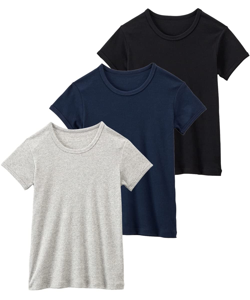 

Внутренний базовый набор из 3 и и юниорских однотонных серо-темно-синих рубашек размера 130 [Nissen], 100% хлопок, рубашки с коротким рукавом, (мальчиковая детская одежда,