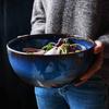 Ciotola da insalata in ceramica super grande da 2400 ml ciotola in porcellana blu vendita all'ingrosso rubinetto a sfera ciotola da tavola cena ciotola blu scuro ciotola profonda capacità ciotole | Ciotole