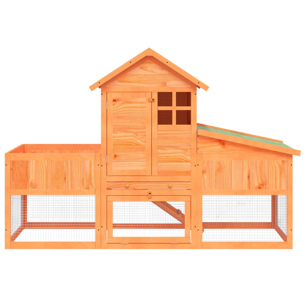 Vidaxl Rabbit Cage, Brown, 170X63X113 Cm, Pine Wood