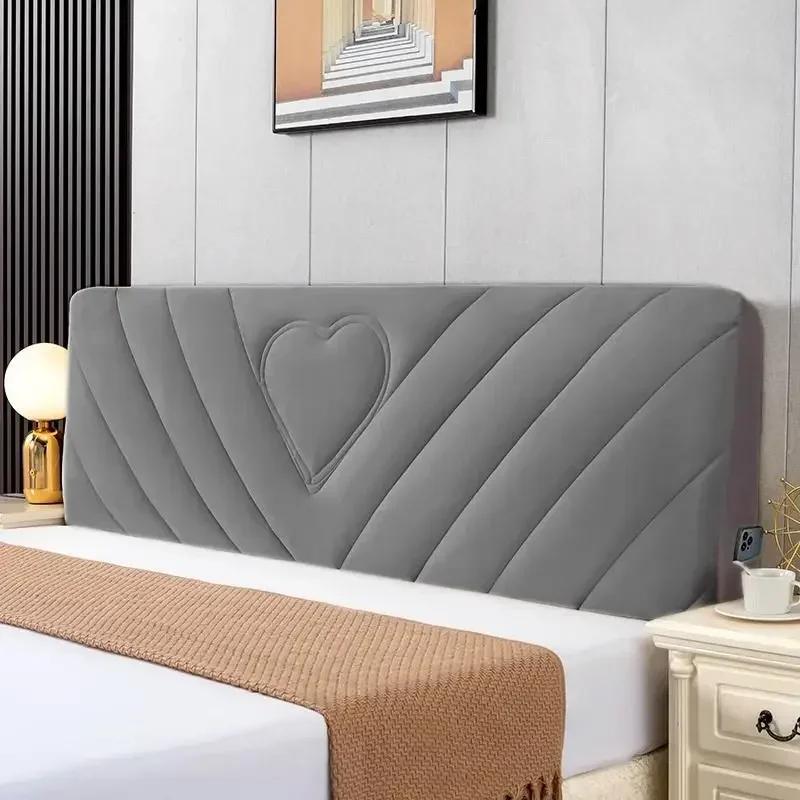 All-inclusive Plush Quilted Headboard Cover Thick Velvet Bed Head Cover Bed Backrest Dustproof Soft Bedside Protector Cover
