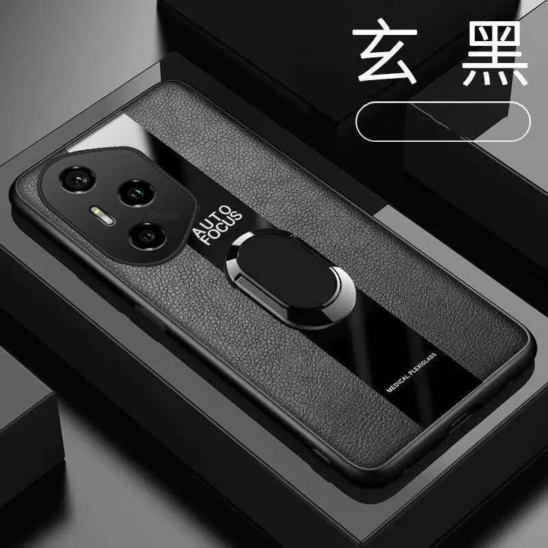 Pro Honor 400 Pro Magnetický prstenový stojánek Držák Pouzdro na telefon Pro Honor 400 Pro 5G Luxusní kožené Nárazuvzdorný Bumper Zadní kryt