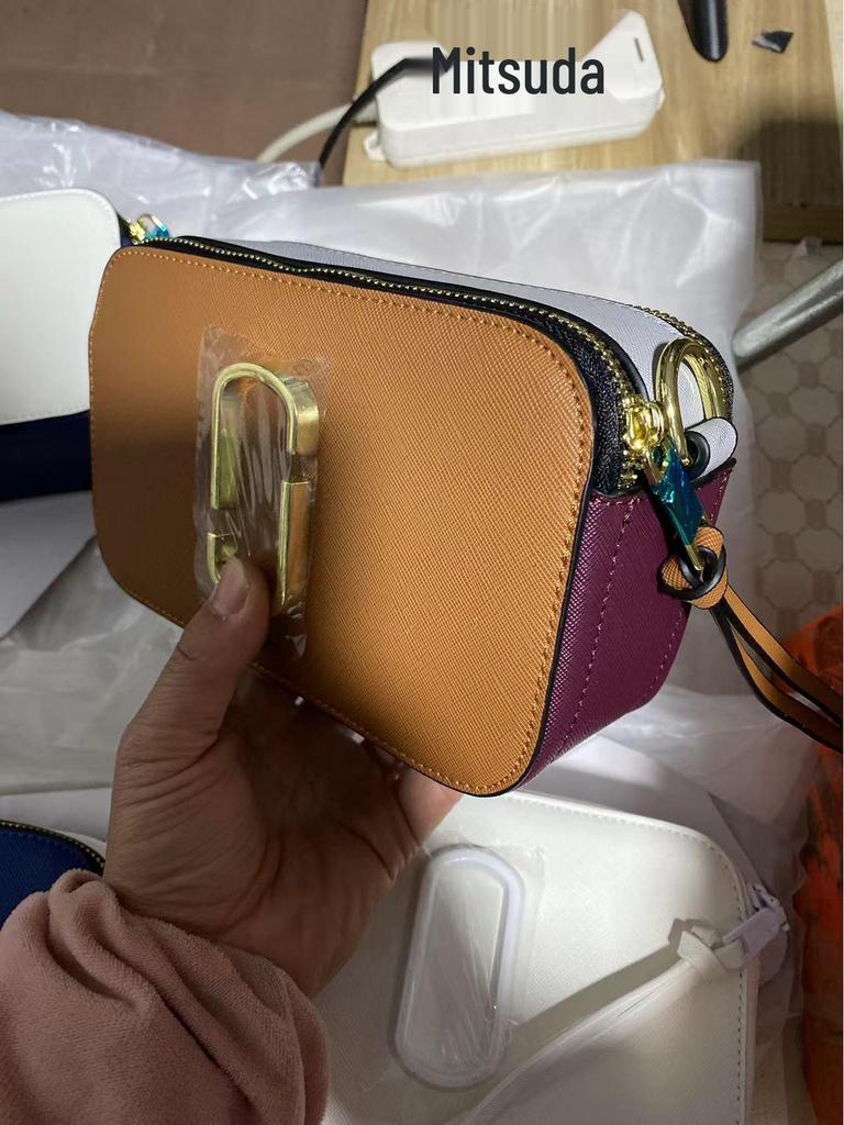 Women's 2025 Trendy Colorblock Wide Strap Camera Crossbody Bag with Double Zipper