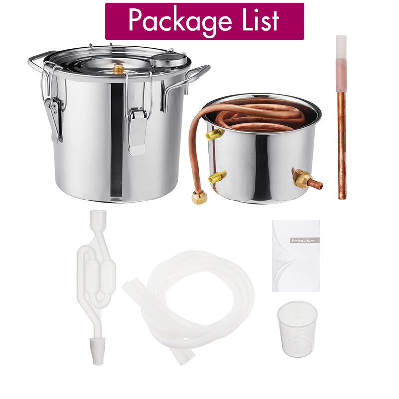 8/10/12/22/35L Durable Home DIY Distiller Moonshine Alcohol Stainless Copper Alcohol Whisky Water Wine Essential Oil Brewing Kit