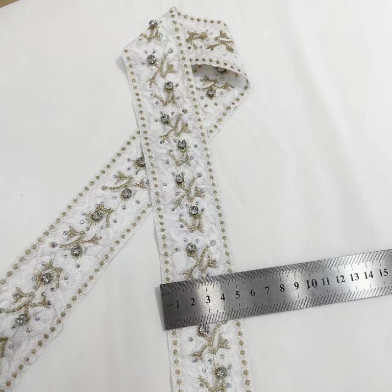 3 Yards Sequin Lace Trim Ethnic Style 5cm Width Lace Fabric Embroidery Ribbons For DIY Garments Dress Headdress Sewing Crafts