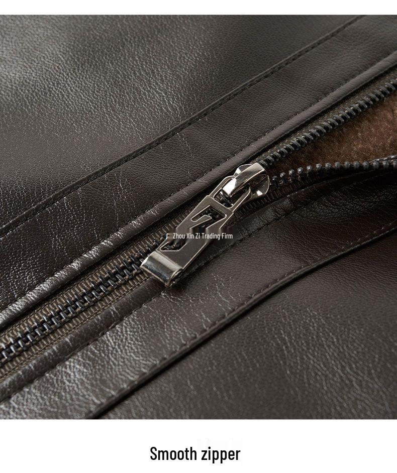 Men's Winter Warm Thickened Leather Jacket for Cycling & Outdoor, Mid-Aged to Dad's Style